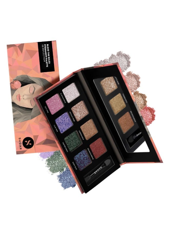 SUGAR Cosmetics Blend The Rules Matte Eyeshadow Palette Powder- 08 Reflection (Galactic Glitter) - Long Lasting, Smudge Proof, Vegan & Cruelty-Free, Multicolour - Image 4
